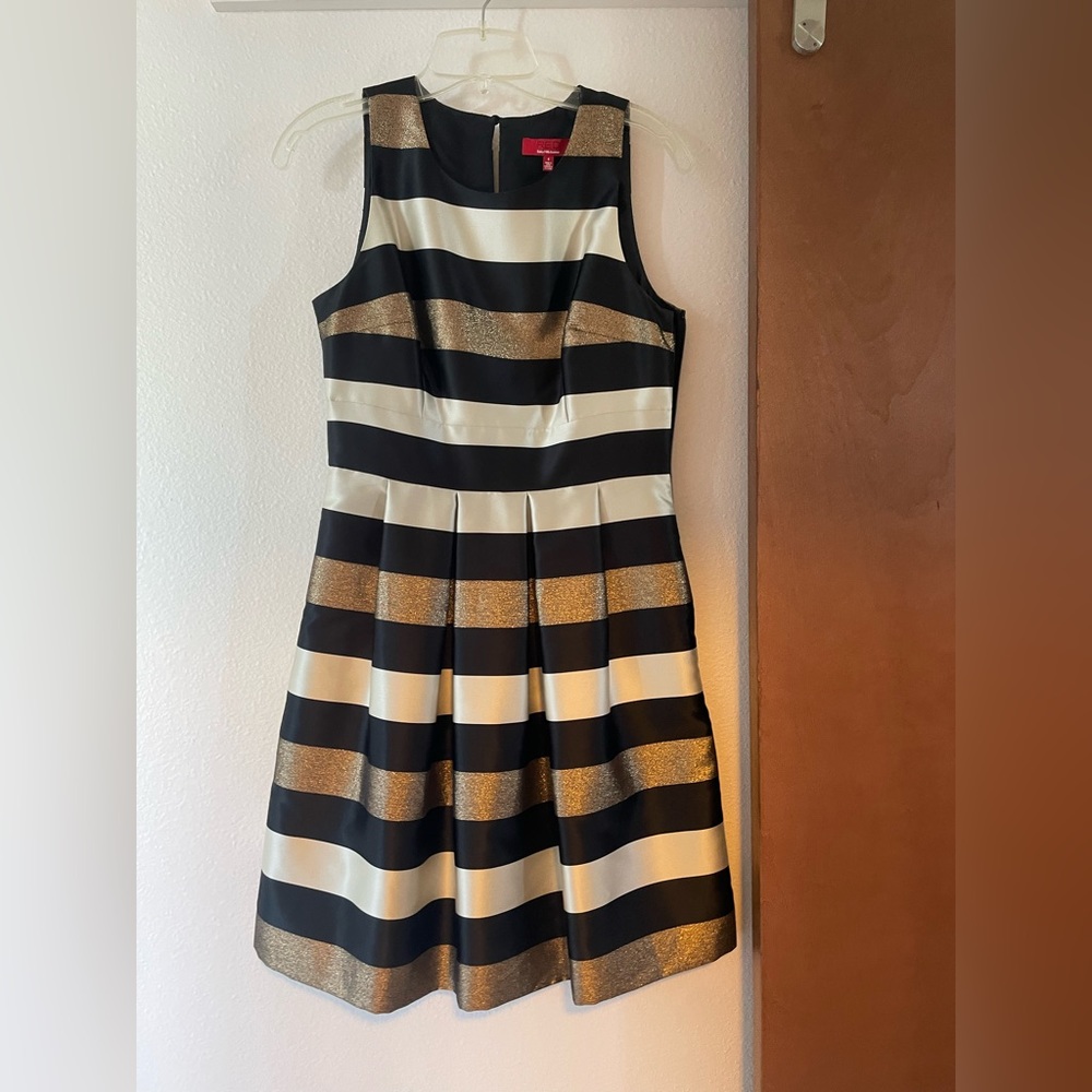 Metallic striped A line party dress Size 6